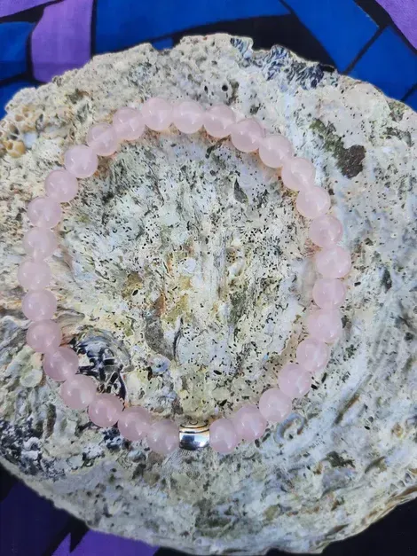 Bracelet Quartz rose 6mm pierre naturel fait main