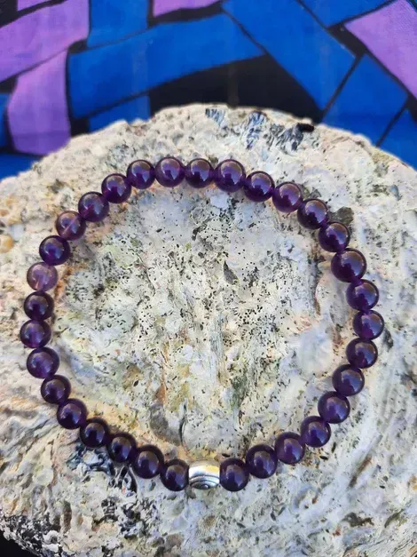Bracelet Améthyste 6mm pierre naturel fait main