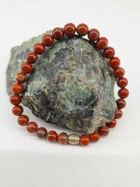 Bracelet Jaspe rouge 6mm pierre naturel fait main