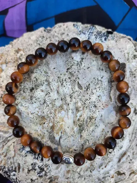 Bracelet Œil de tigre 6mm pierre naturel fait main