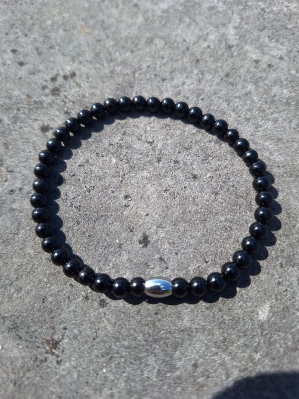 Bracelet Tourmaline noir 4mm pierre naturel fait main