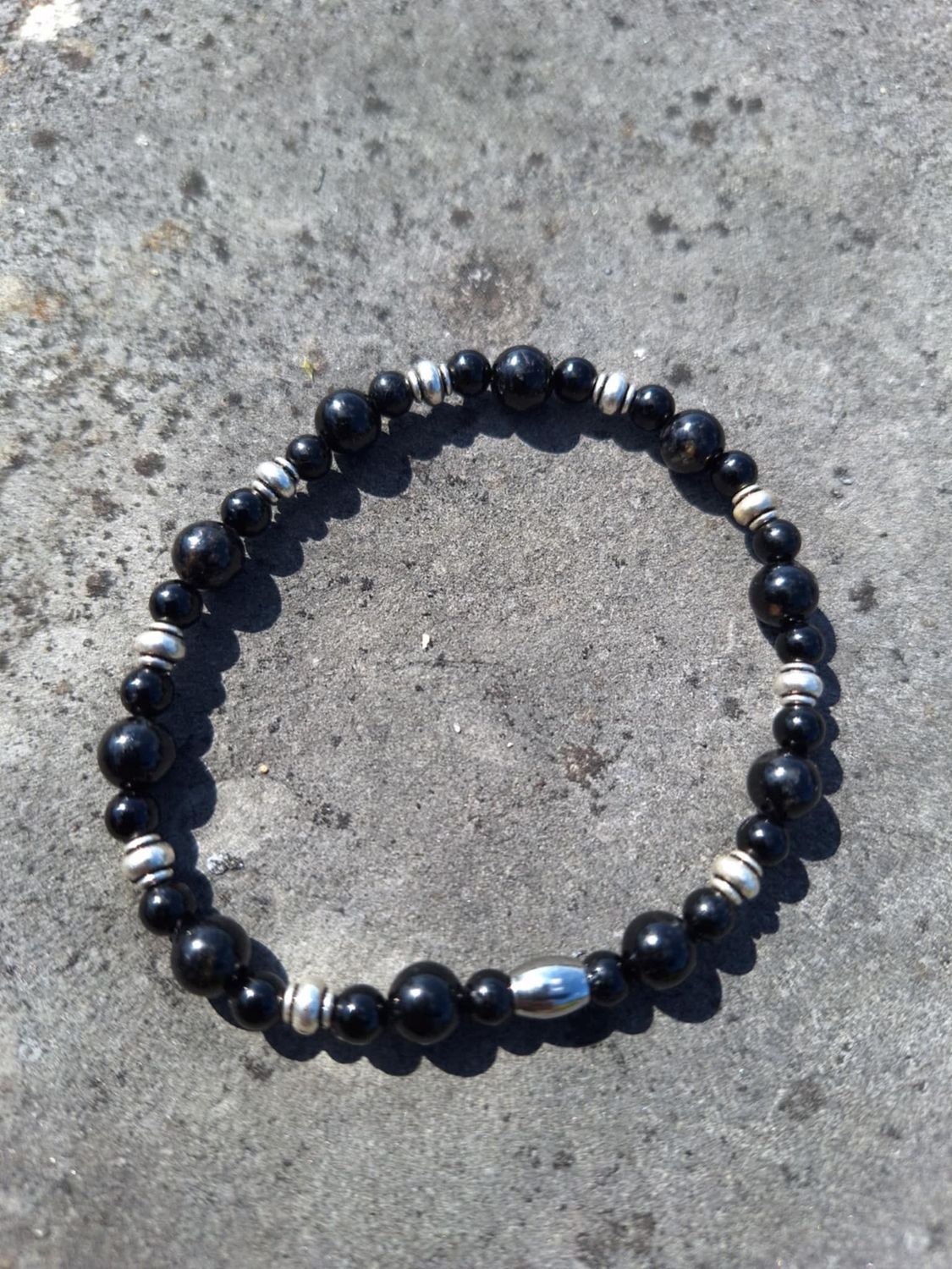 Bracelet Tourmaline noir 6mm et 4mm pierre naturel fait main