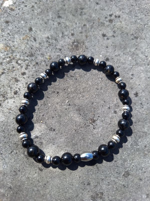 Bracelet Tourmaline noir 6mm et 4mm pierre naturel fait main