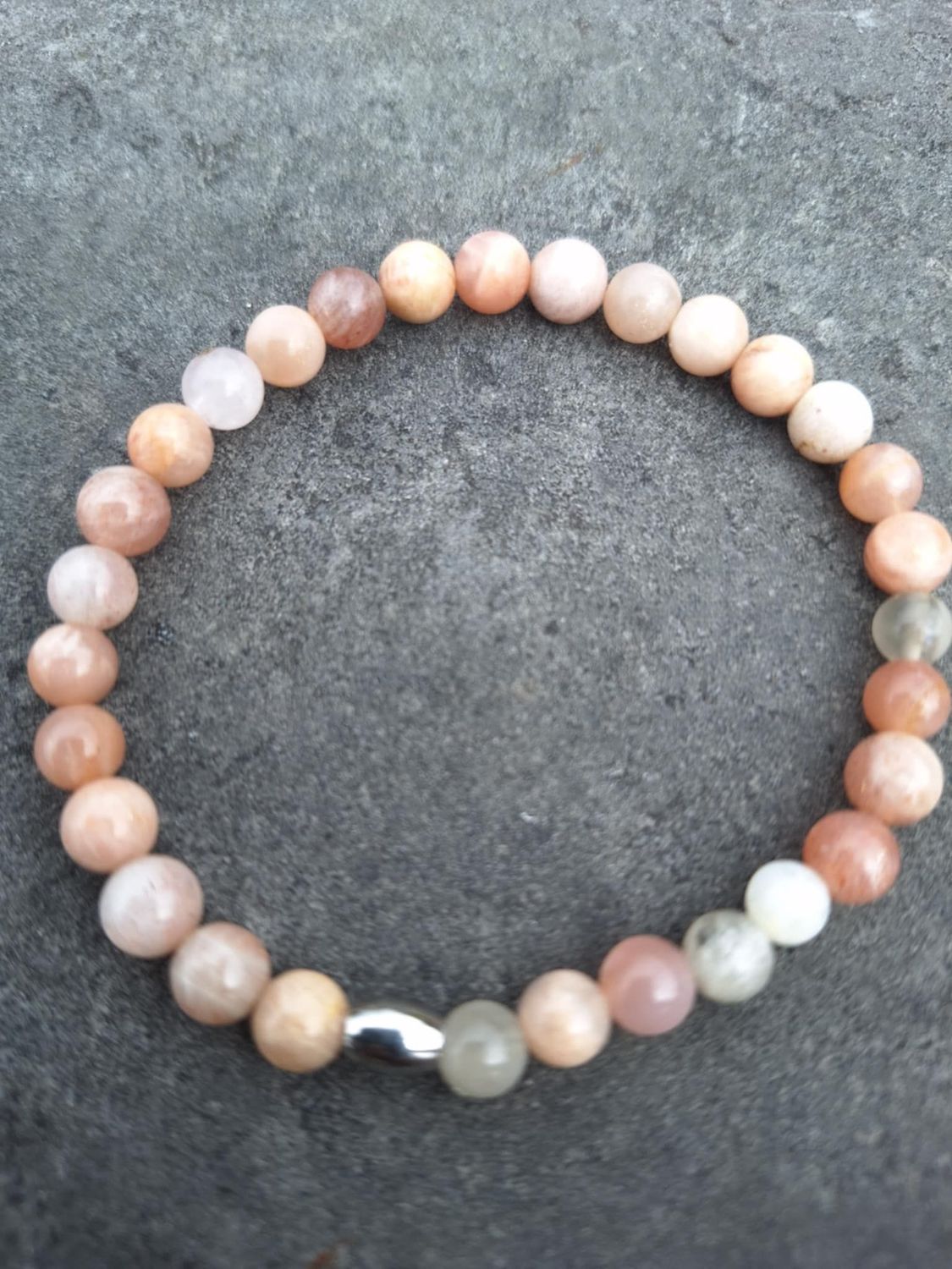 Bracelet pierre de lune blanche 6mm pierre naturel fait main