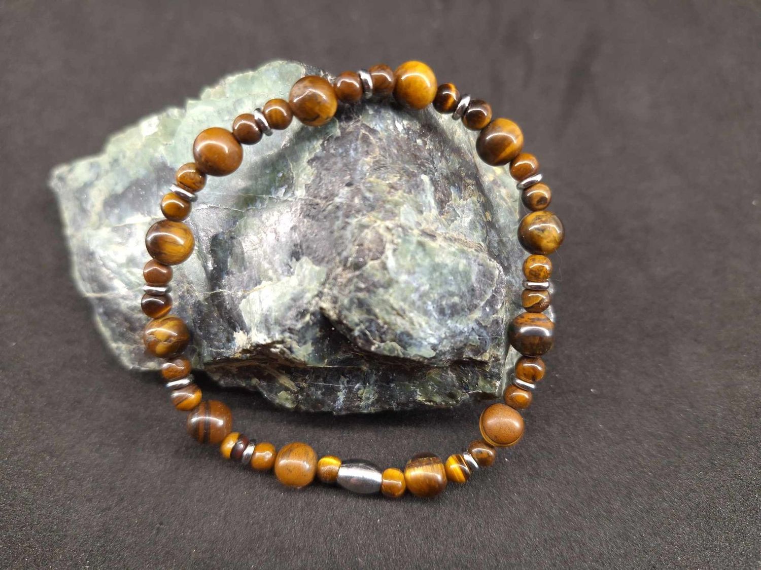 Bracelet Œil de tigre 6mm / 4mm pierre naturel fait main