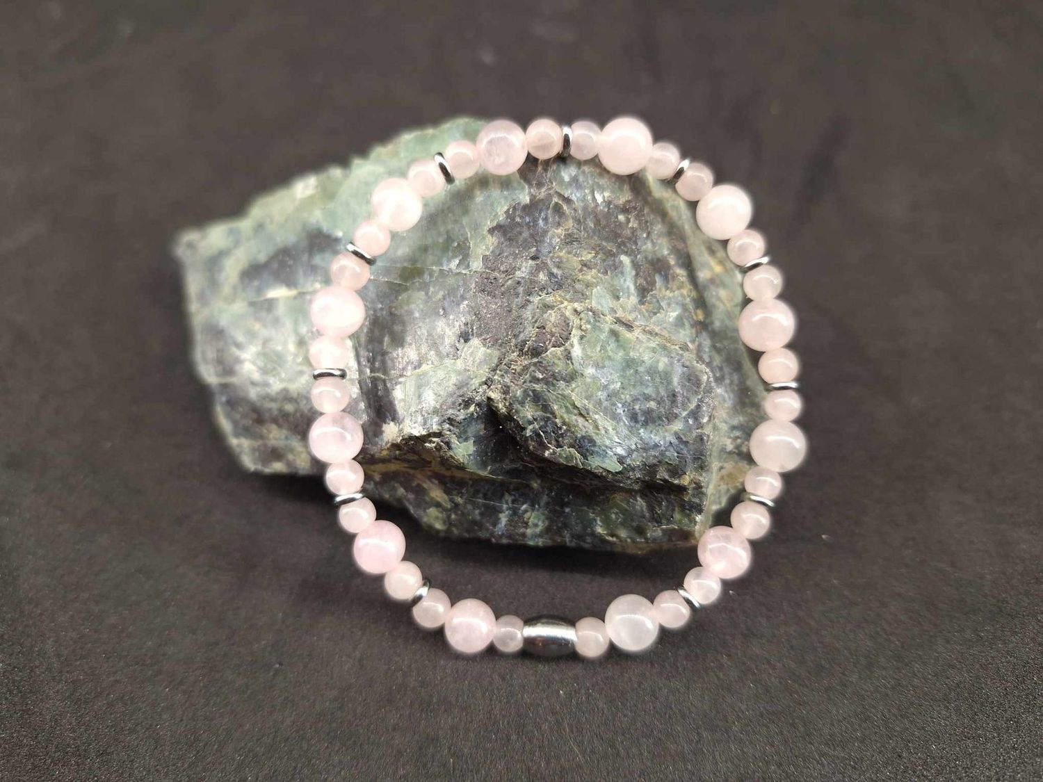 Bracelet Quartz rose 6mm / 4mm pierre naturel fait main