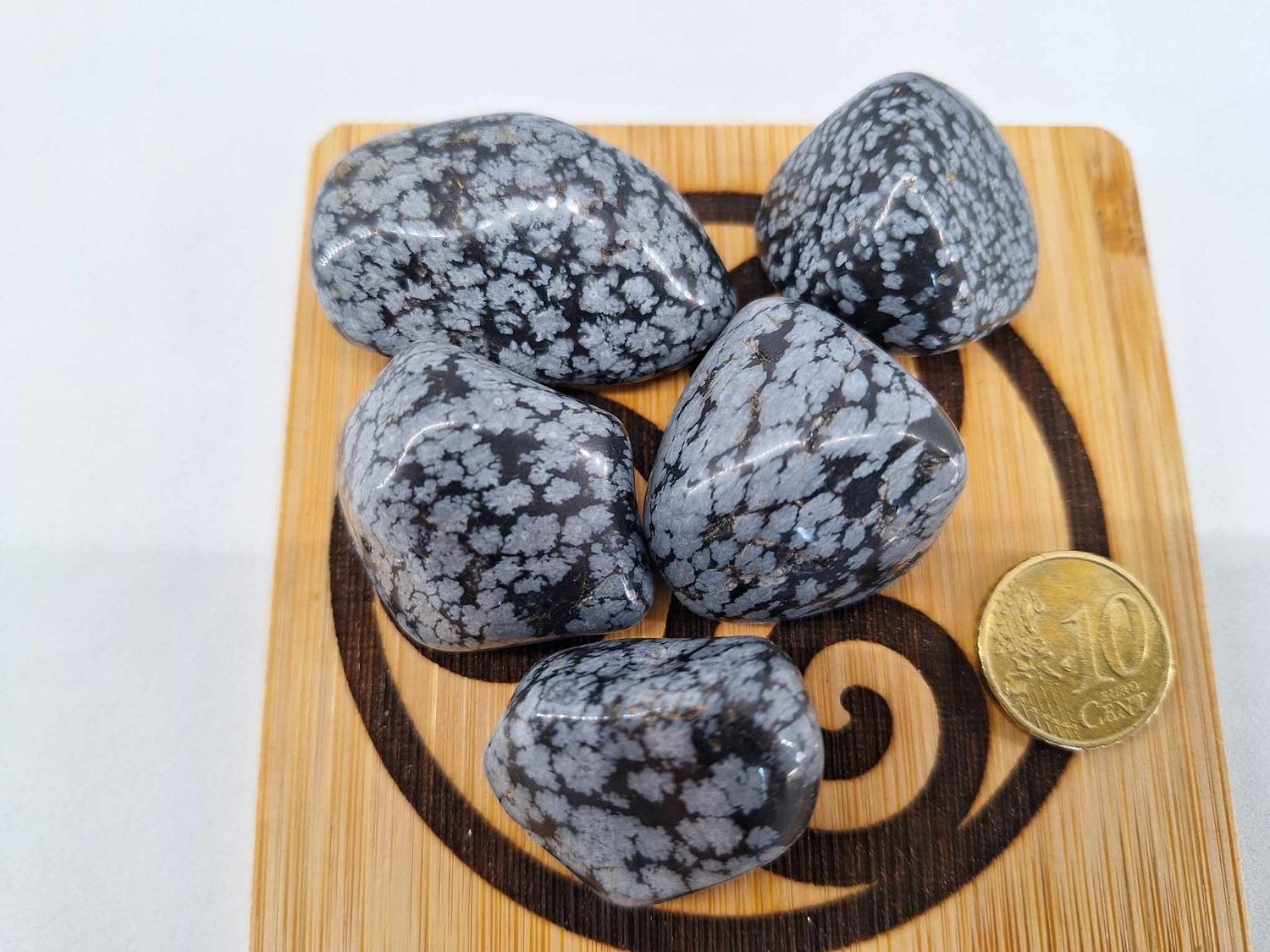 Pierre roulée Obsidienne neige ou moucheté pierre naturel
