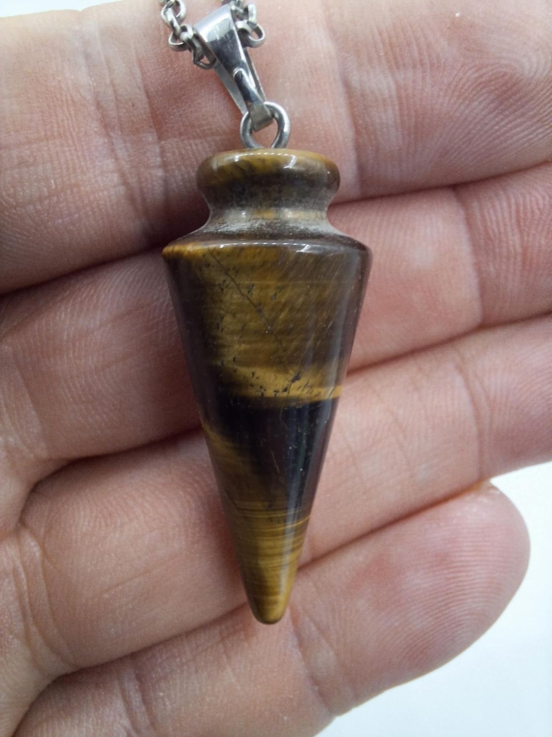 Pendentif ou Pendule Œil de tigre pierre naturel