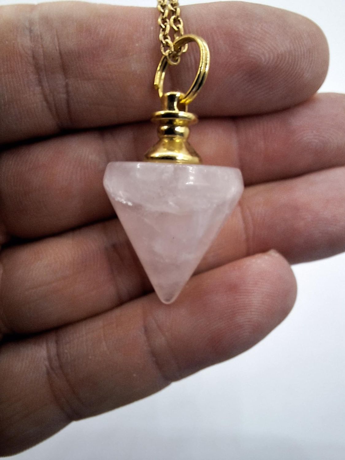 Pendule ou Pendentif Quartz rose pierre naturel