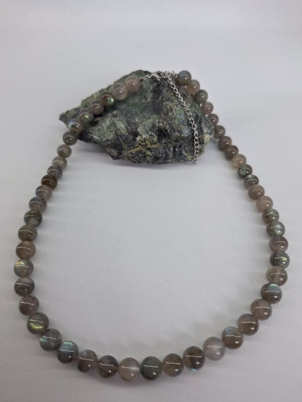 Collier Labradorite 8mm pierre naturel fait main