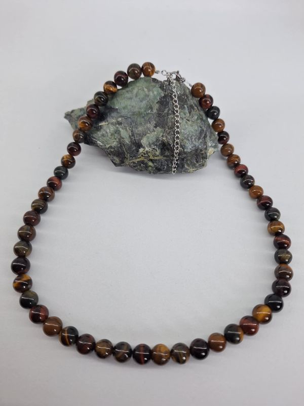 Collier 3 Oeil 8mm pierre naturel fait main