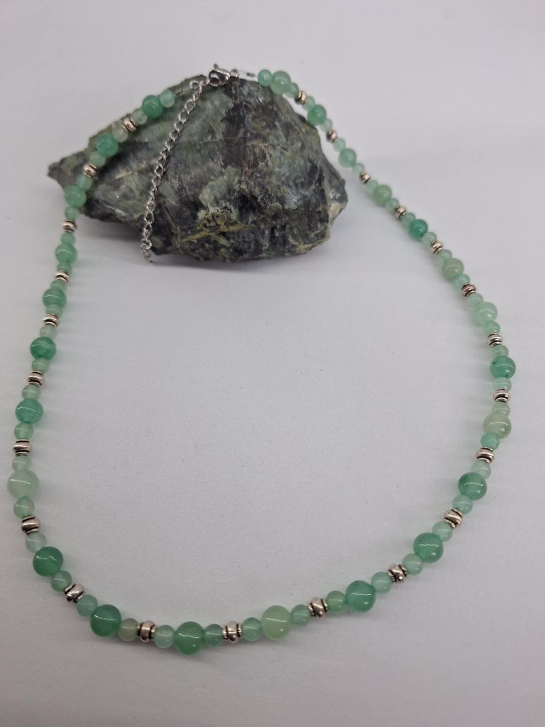 Collier Aventurine verte 6mm et 4mm pierre naturel fait main
