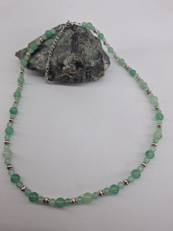 Collier Aventurine verte 6mm et 4mm pierre naturel fait main