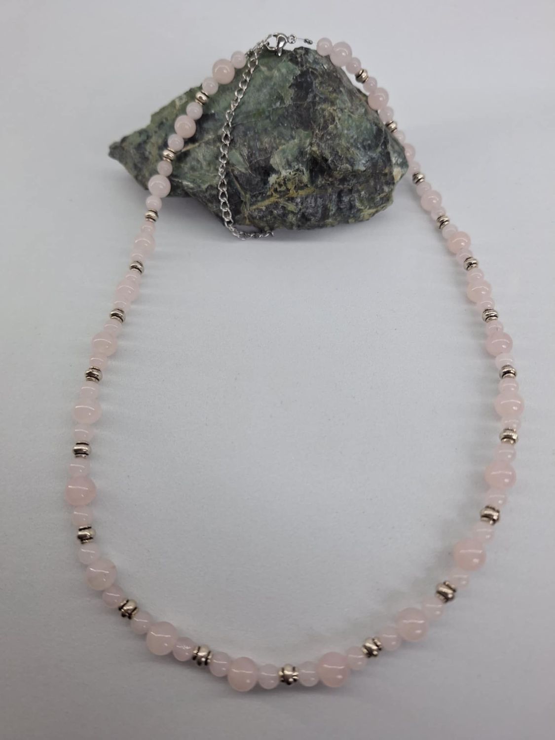 Collier Quartz Rose 6mm et 4mm pierre naturel fait main
