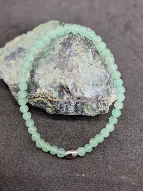 Bracelet Aventurine verte 4mm pierre naturel fait main