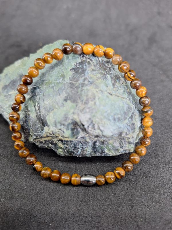 Bracelet Œil de tigre 4mm pierre naturel fait main