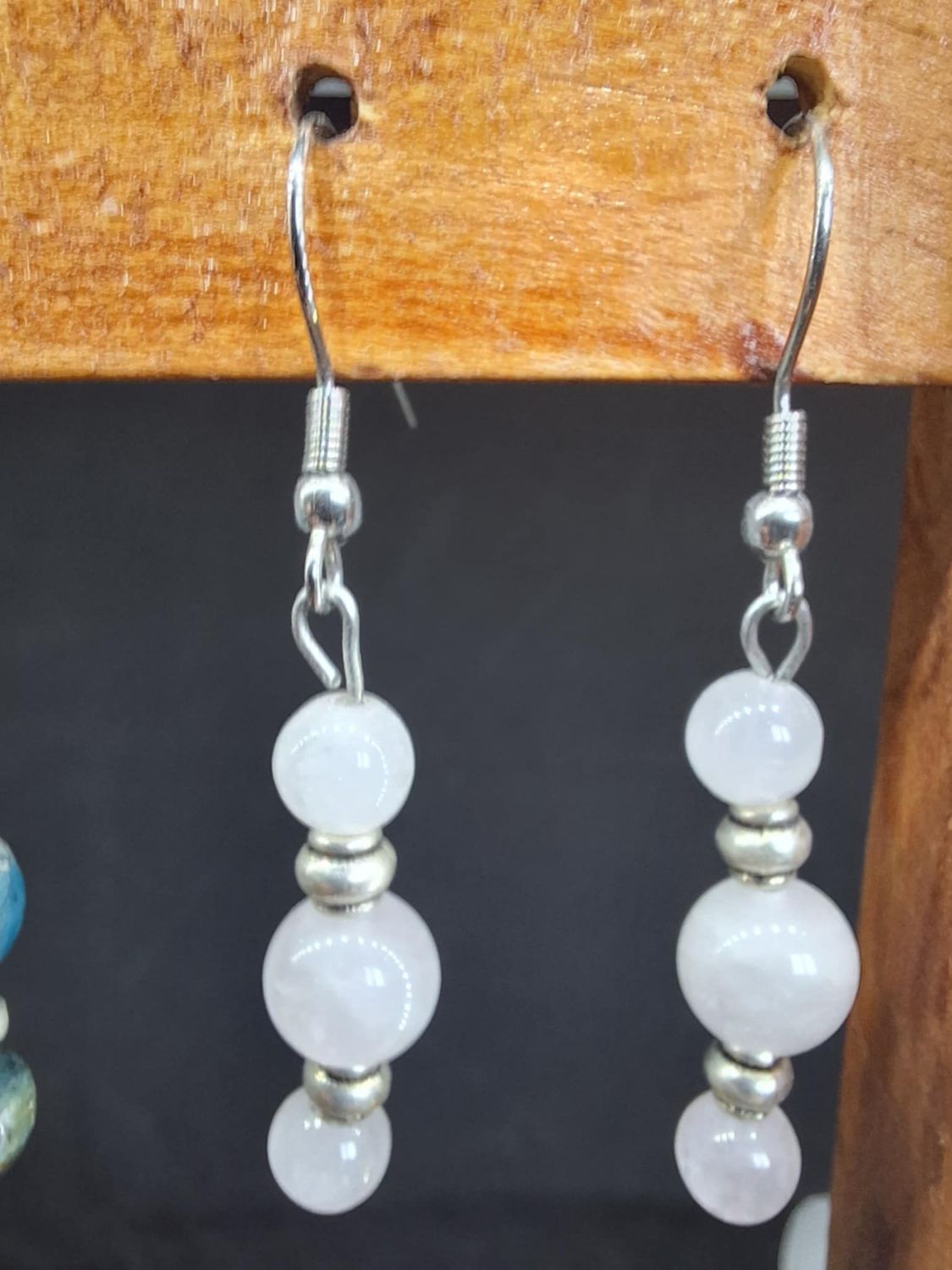 Boucles d'oreilles Quartz rose 8 et 6mm pierre naturel fait main