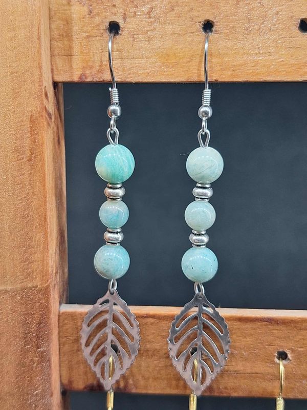 Boucle d'oreilles Amazonite 8mm / 6mm pierre naturel