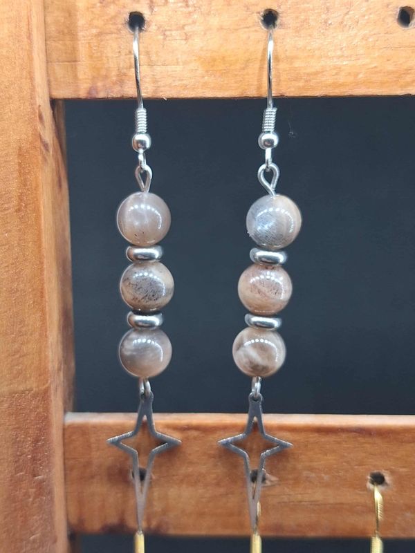 Boucle d'oreilles Pierre de lune noir 8mm  pierre naturel