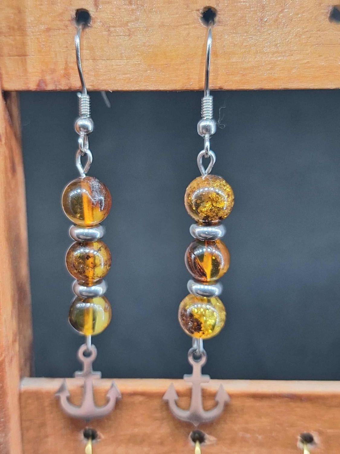 Boucle d'oreilles Ambre naturel 8mm  pierre naturel