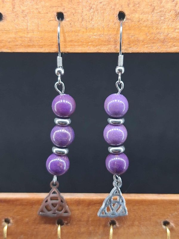 Boucle d'oreilles Lépidolite micca 8mm  pierre naturel