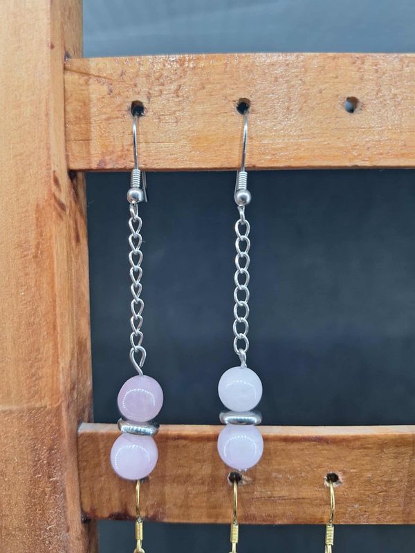 Boucle d'oreilles Kunzite 8mm  pierre naturel