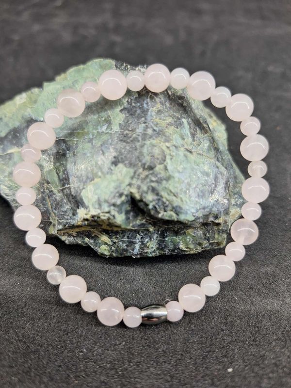 Bracelet Quartz rose 6mm / 4mm pierre naturel fait main