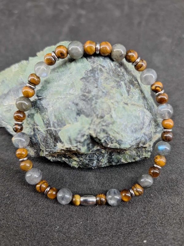 Bracelet Protection 6mm / 4mm pierre naturel fait main