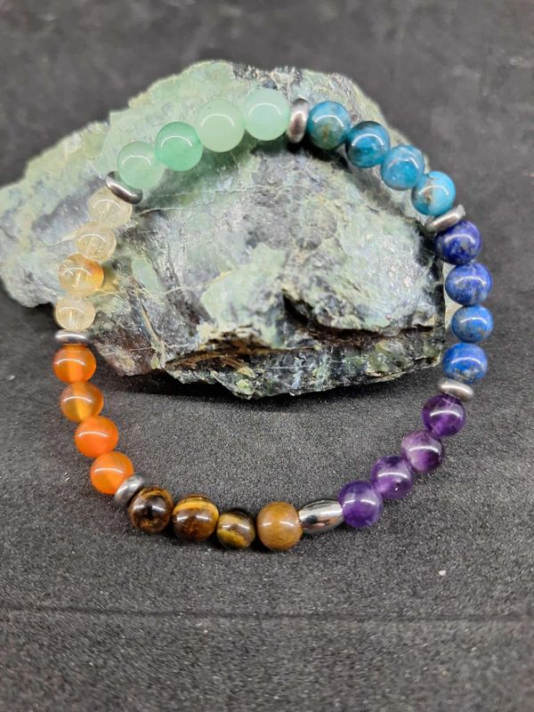 Bracelet 7 chakra 6mm pierre naturel fait main