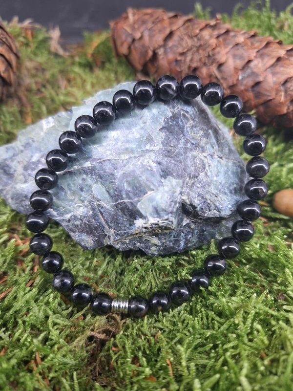 Bracelet Tourmaline noire 6mm pierre naturel fait main