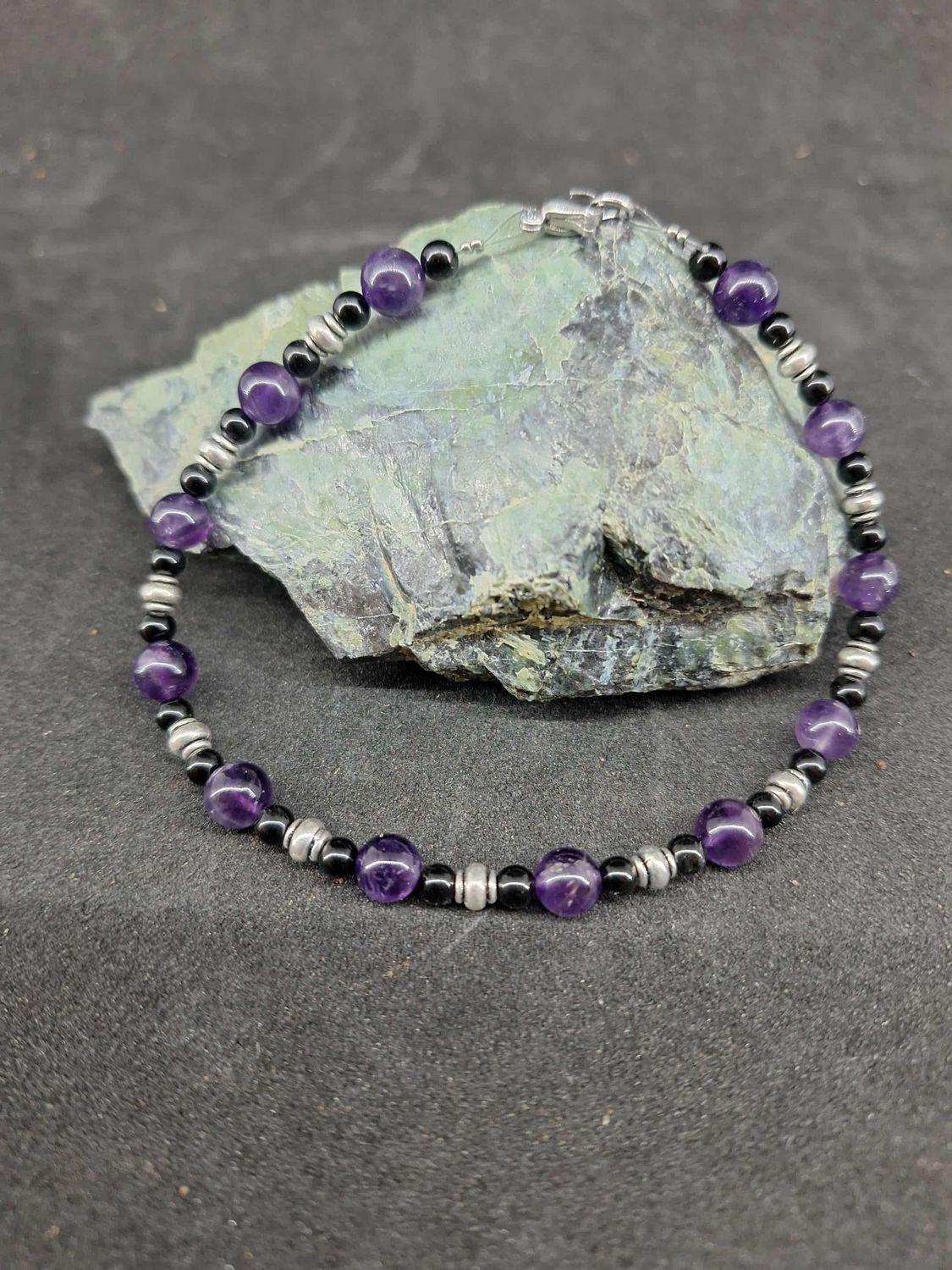 Bracelet cheville Stress et Force 6mm / 4mm pierre naturel fait main