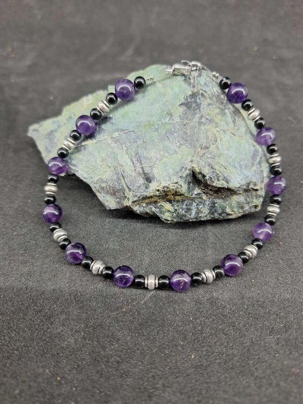 Bracelet cheville 4mm pierre naturel