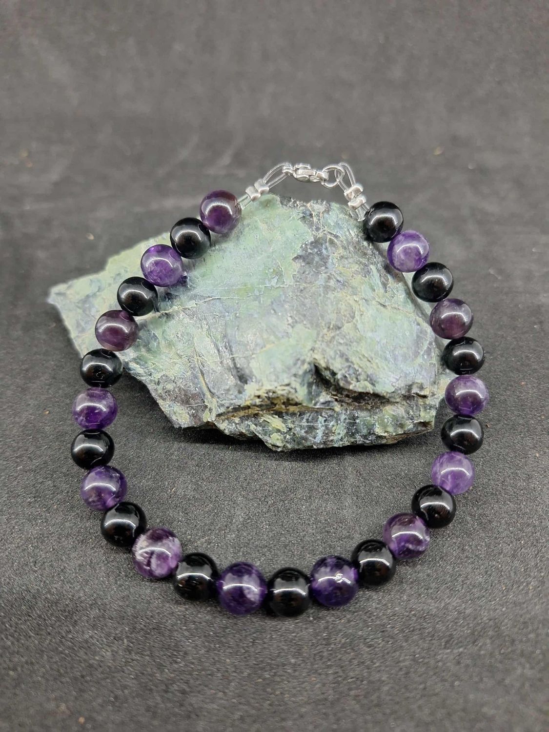 Bracelet cheville Stress et Force 8mm pierre naturel fait main