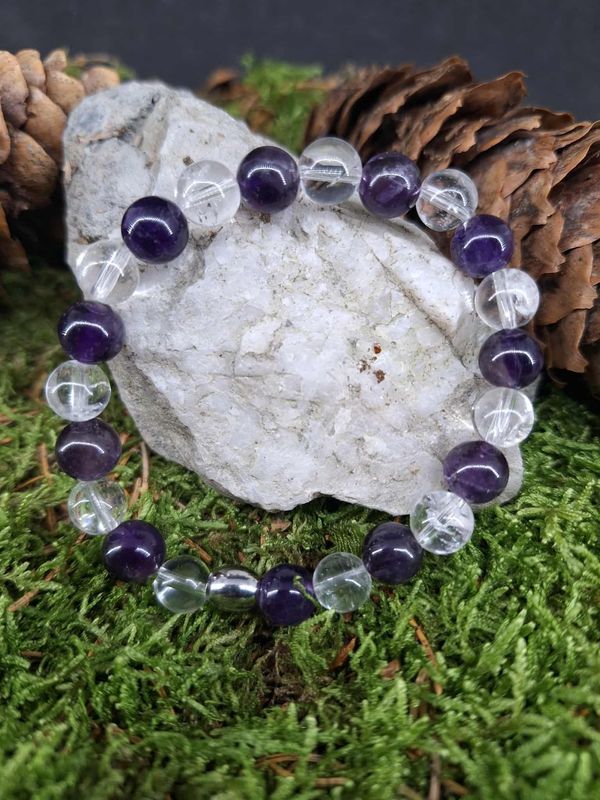 Bracelet Améthyste amplifier 8mm pierre naturel fait main