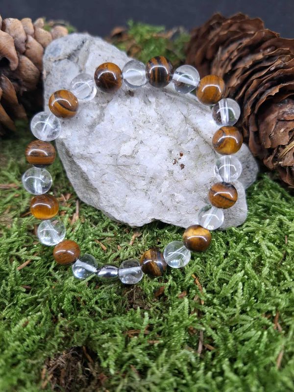 Bracelet Œil de tigre amplifier 8mm pierre naturel fait main