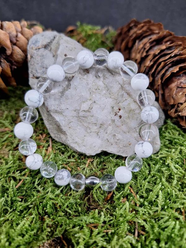 Bracelet Howlite amplifier 8mm pierre naturel fait main