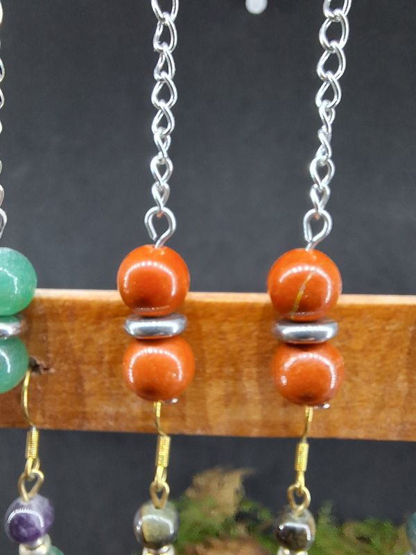 Boucle d'oreilles Jaspe rouge 8mm  pierre naturel