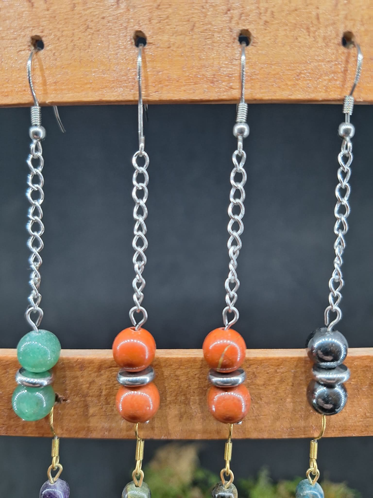 Boucle d'oreilles Jaspe rouge 8mm  pierre naturel