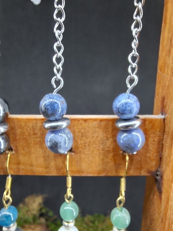 Boucle d'oreilles Dumortiérite 8mm  pierre naturel