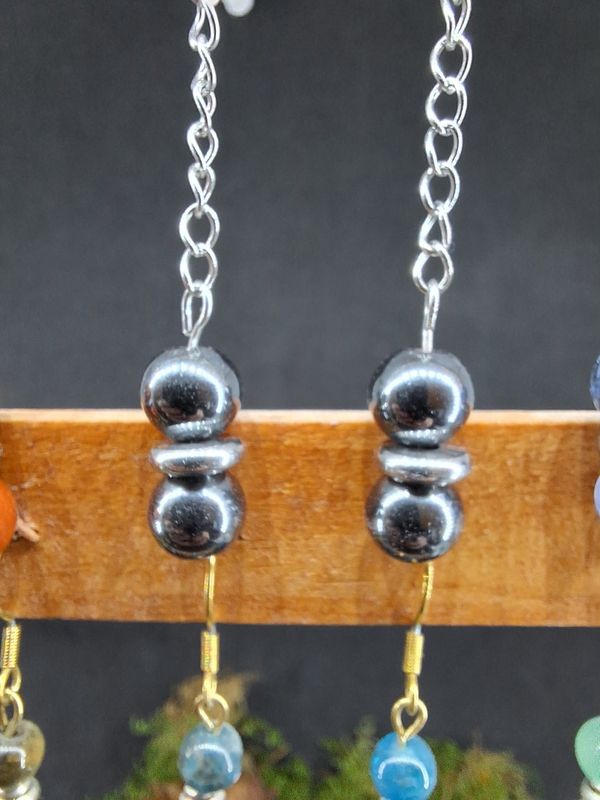 Boucle d'oreilles Hématite 8mm  pierre naturel