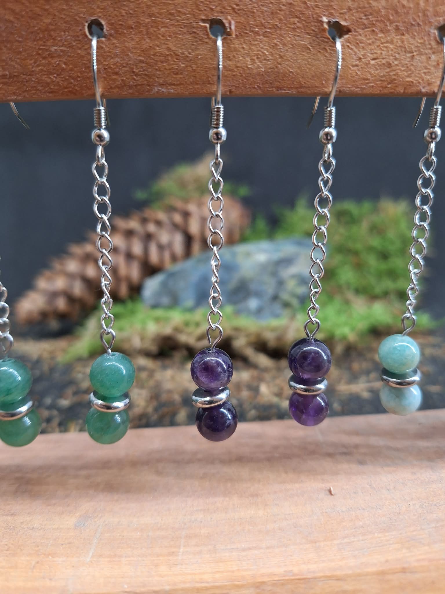 Boucle d'oreilles Améthyste 8mm  pierre naturel