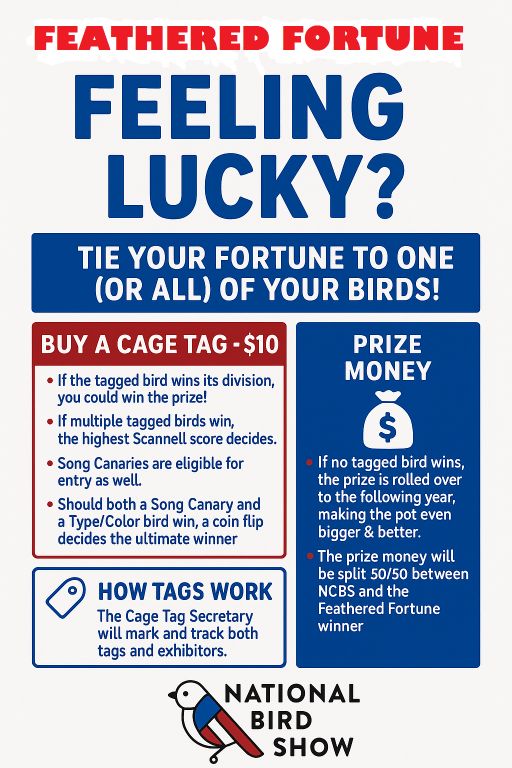 Feather Fortune Cage Tags Online Only!