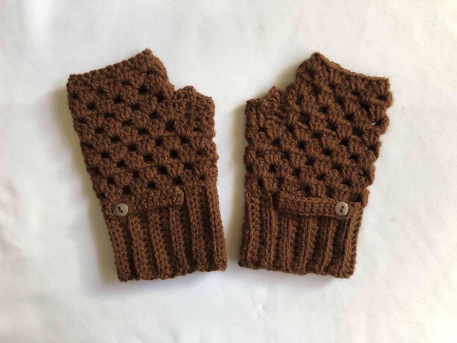 Dark Brown with button Fingerless Gloves for Women, Keep Warm Mitten