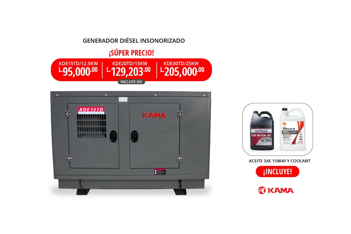 Generador kama diesel kde30td 1ph 110/220v (25 kw) c/ats 300a