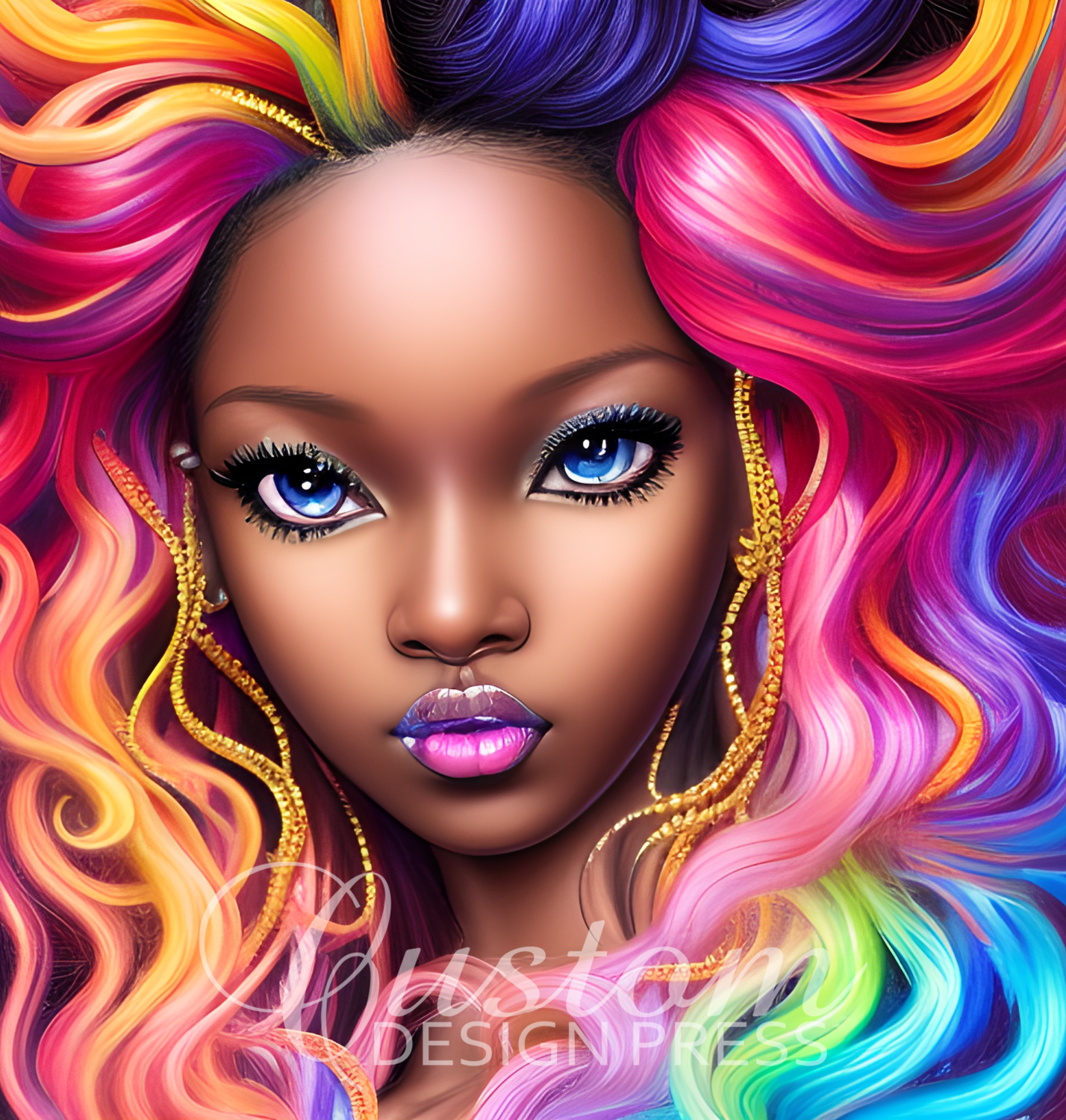 AI-Generated Vibrant Wavy Hair Goddess