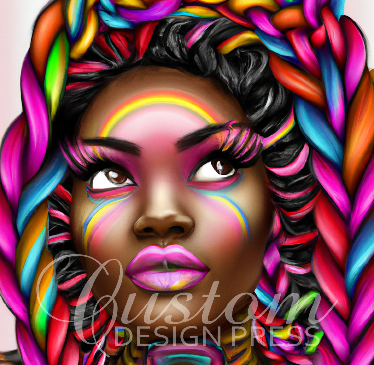 AI-Generated Vibrant Braided Goddess