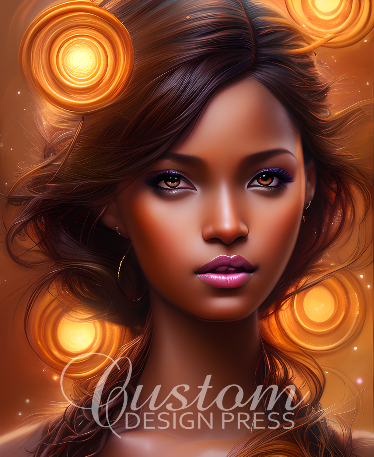 AI-Generated Beautiful Woman on brown background