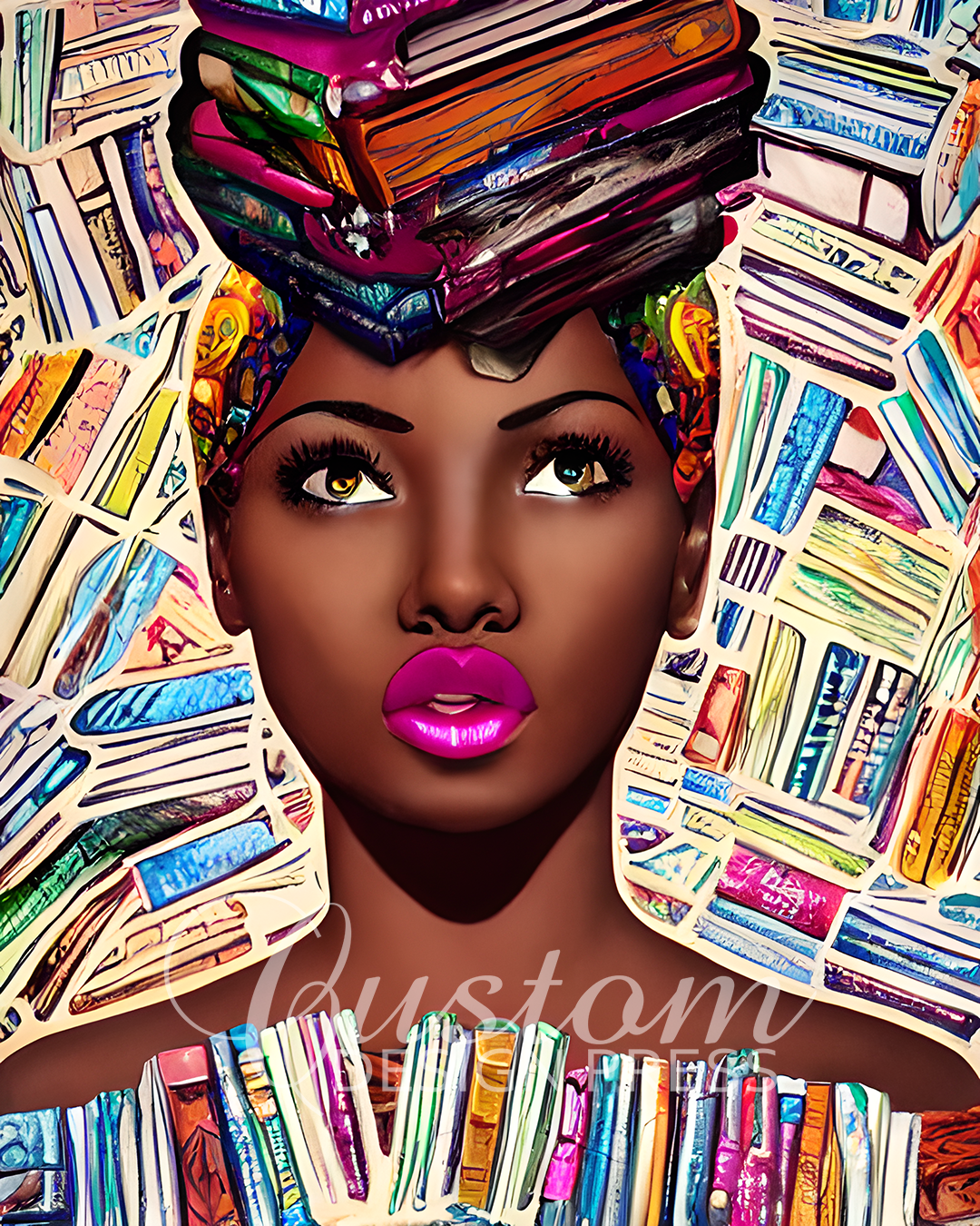 AI-Generated Pop Culture Woman Surrounded By Books