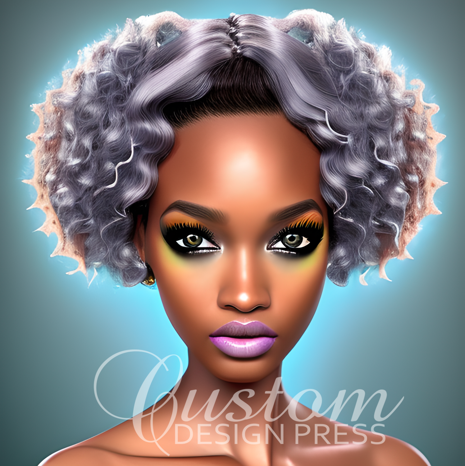 AI-Generated Silver Hair Ebony