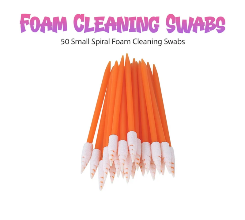 50 Small Spiral Foam Cleaning Swab